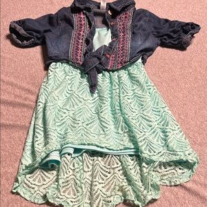 Kensie Denim Jacket with Mint Lace Dress